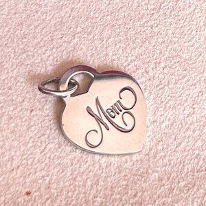 Tiffany & Co 925 Sterling Silver MOM Heart Pendant Charm Discontinued Rare Find